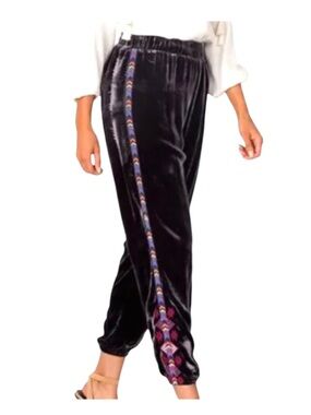 Johnny Was Ruah Embroidered Velevet Jogger Pant